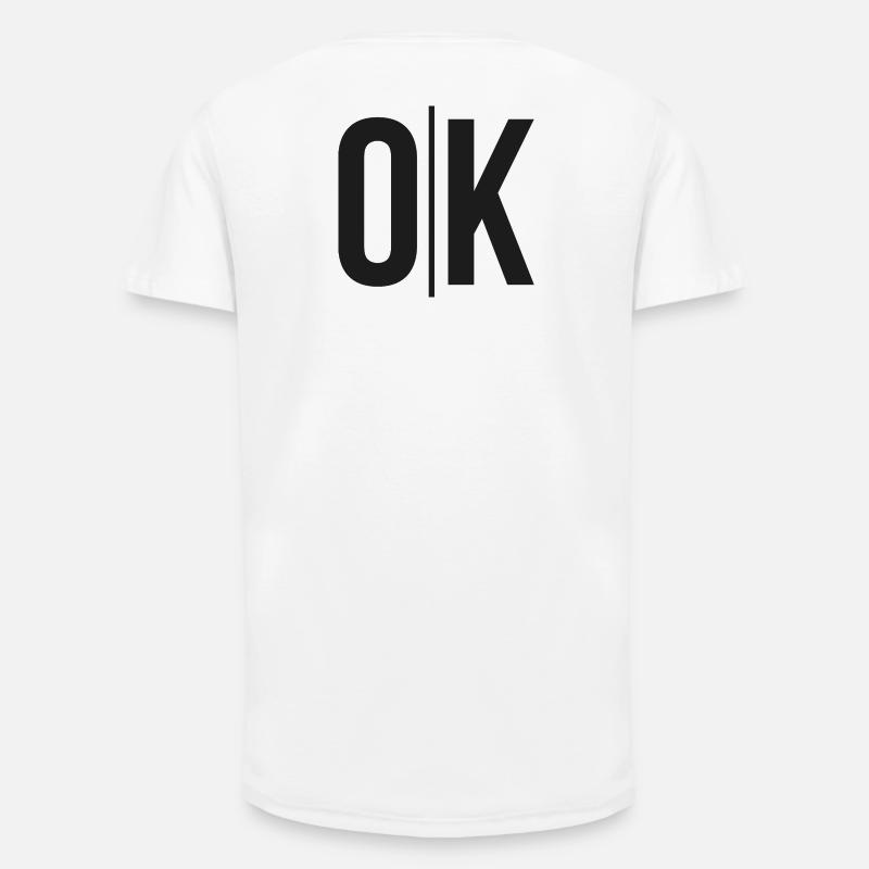 OK Split Monochrome Logo - Long Fit Männer T-Shirt - Weiß