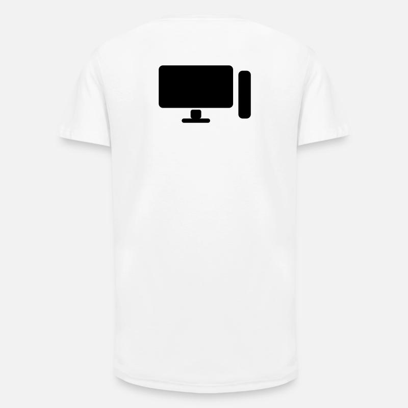 Minimal PC Setup Icon – Gamer Design - Long Fit Männer T-Shirt - Weiß