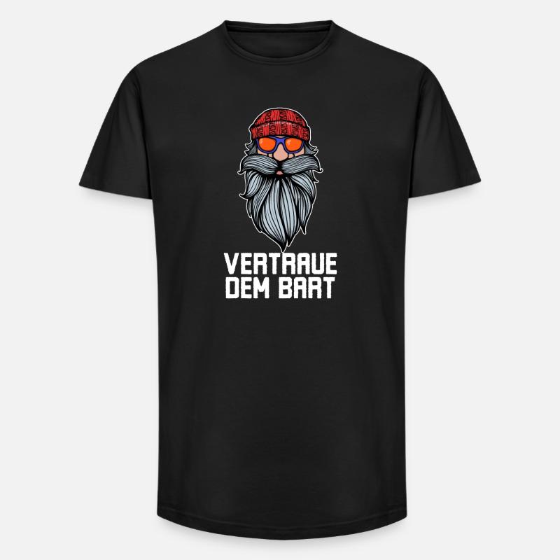 Humorvoll Bart Ziegenbart Statement Bartfrisur - Long Fit Männer T-Shirt - Schwarz