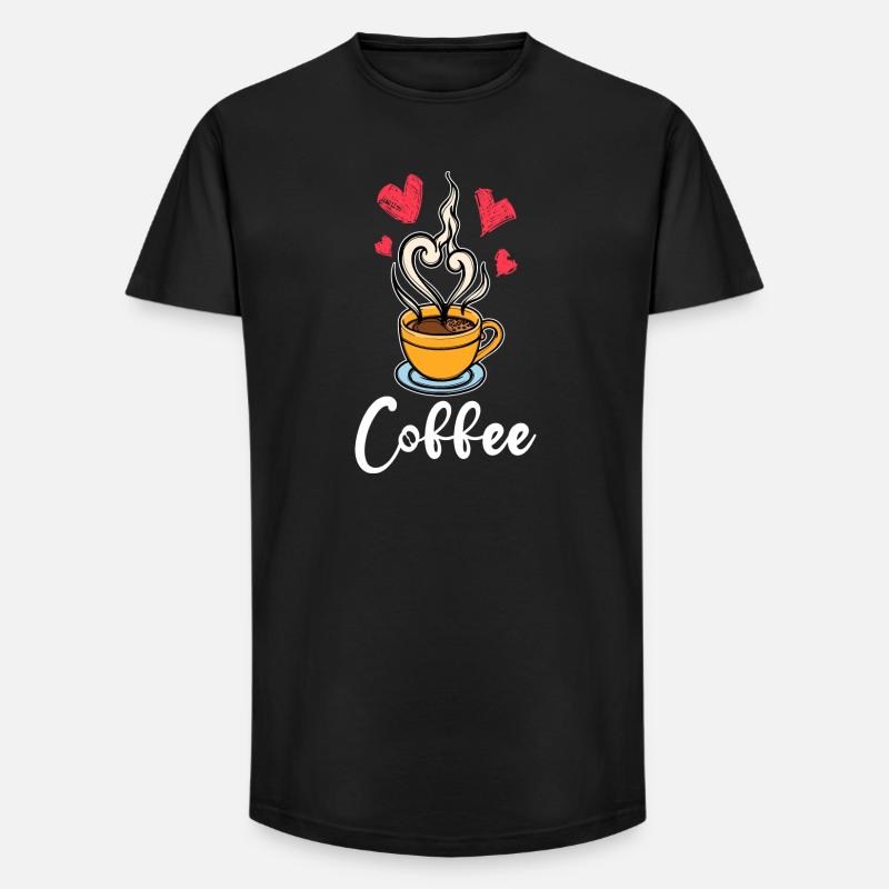 Koffein Kaffee Trinken Kaffeetrinker Spruch - Long Fit Männer T-Shirt - Schwarz