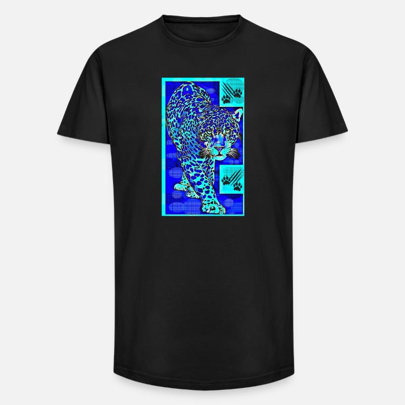 Der blaue Leopard - Long Fit Männer T-Shirt - Schwarz