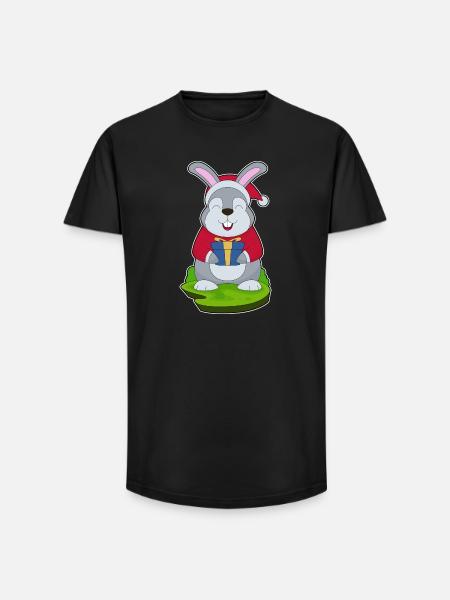 Bunny Christmas Santa Hat - Long Fit Men's T-Shirt - black