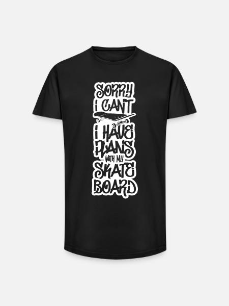 J’ai des projets avec mon skateboard - T-shirt coupe longue homme - noir