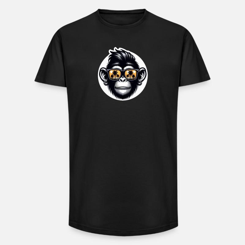 Monkey Glasses Palm Trees - Long Fit Men's T-Shirt - black