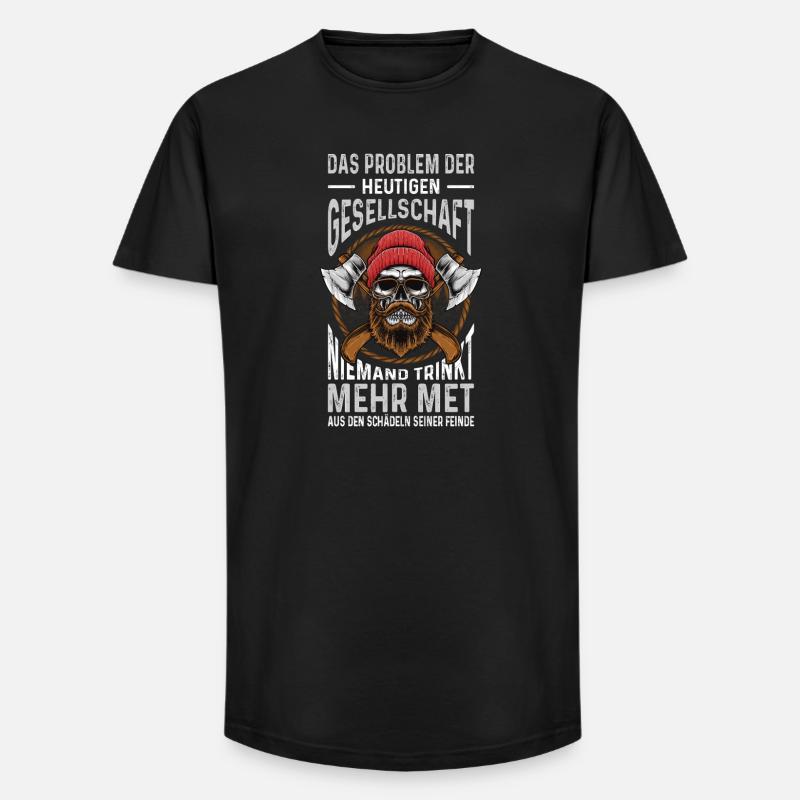 Walhalla Nordmann Wikinger Geschenk Odin - Long Fit Männer T-Shirt - Schwarz