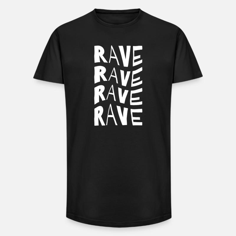 Rave Repeat Typografie - Long Fit Männer T-Shirt - Schwarz