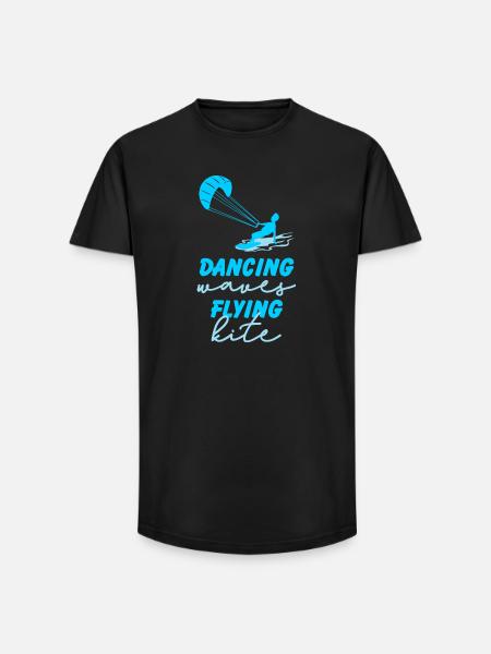 Kitesurfing Dancing Waves Kite Gift - Long Fit Men's T-Shirt - black