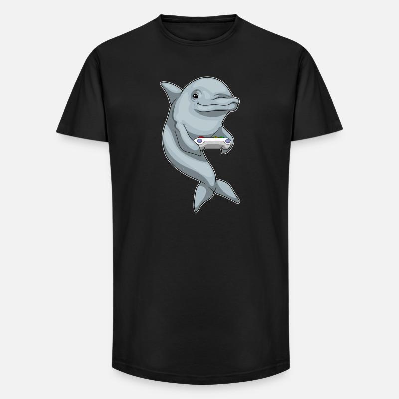 Delfin Gamer Controller - Long Fit Männer T-Shirt - Schwarz