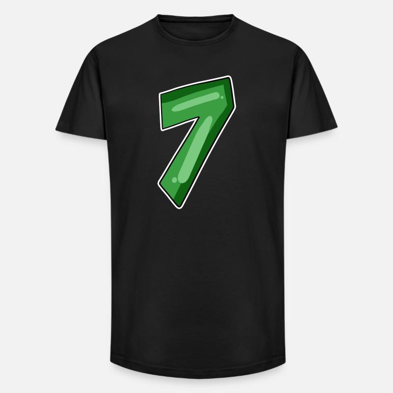 Zahl 7 Nummer - Long Fit Männer T-Shirt - Schwarz