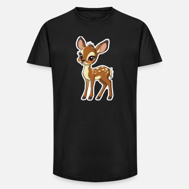 Reh - Long Fit Männer T-Shirt - Schwarz