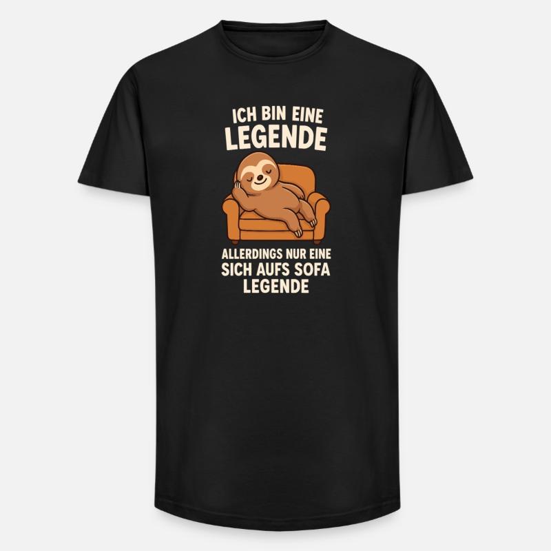 Faultier Sofa Legende Lustiger Spruch - Long Fit Männer T-Shirt - Schwarz
