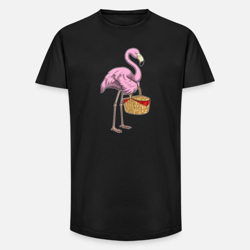 Flamingo Picknick Korb - Long Fit Männer T-Shirt - Schwarz