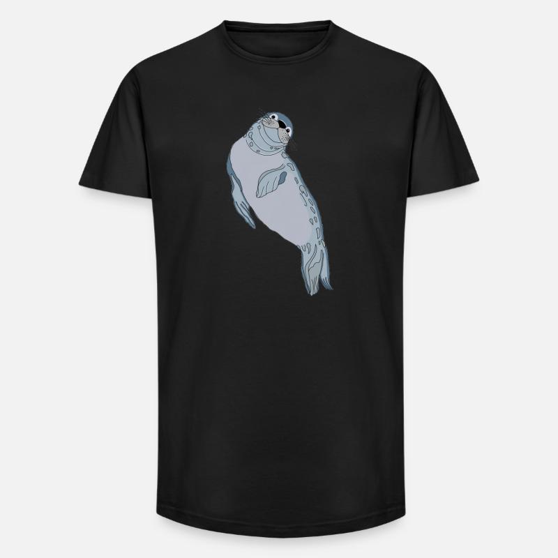 Robbe Seehund - Long Fit Männer T-Shirt - Schwarz