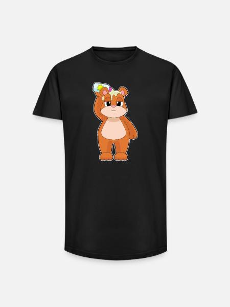 Bear Beach Sunscreen Summer - Long Fit Men's T-Shirt - black