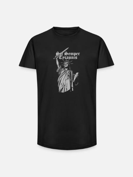 Sic Semper Tyrannis, Freiheitsstatue mit Schwert - Long Fit Männer T-Shirt - Schwarz
