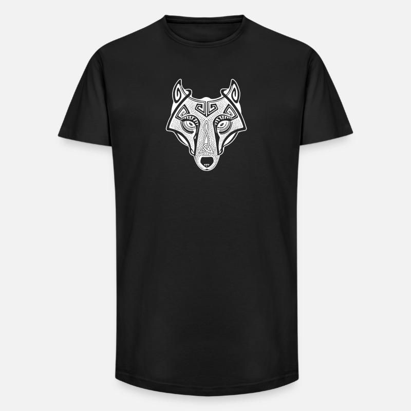 Wikingerwolf Fenrir valhalla weiß - Long Fit Männer T-Shirt - Schwarz