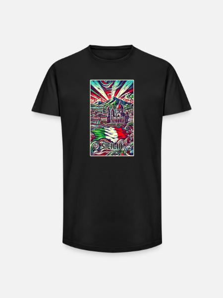 Sicily Italy art design - Long Fit Men's T-Shirt - black