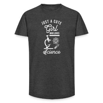 Just A Cute Girl Who Loves Science Funny Nerd  - Long Fit Men's T-Shirt - charcoal grey - Front - AI Model Male 185 light (185cm)