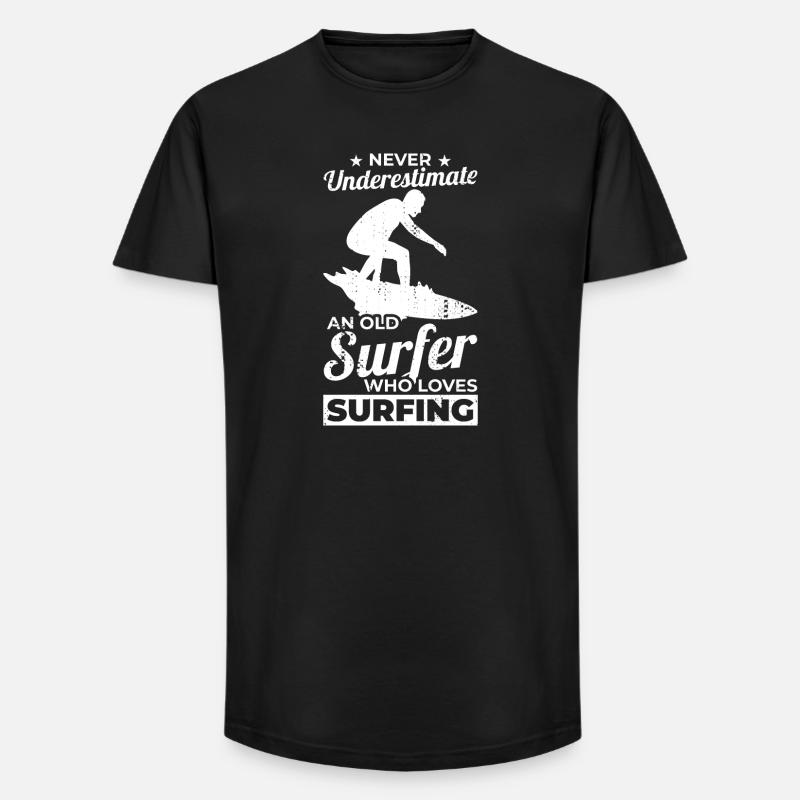 Never Underestimate An Old Surfer - Long Fit Männer T-Shirt - Schwarz