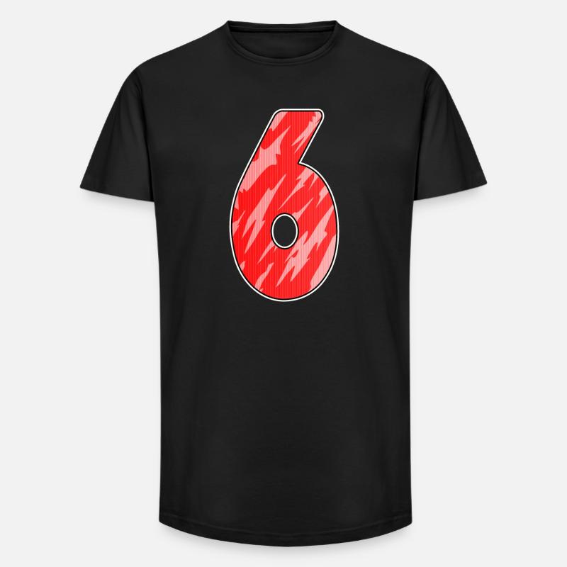 Number 6 Pattern Red - Long Fit Men's T-Shirt - black