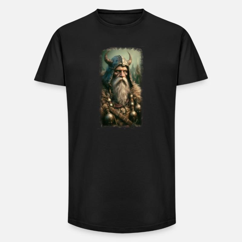 Mythischer Wikingerkrieger mit Hornhelm - Long Fit Männer T-Shirt - Schwarz
