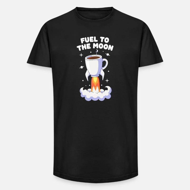 Coffee Rocket Moon Flight - Long Fit Men's T-Shirt - black