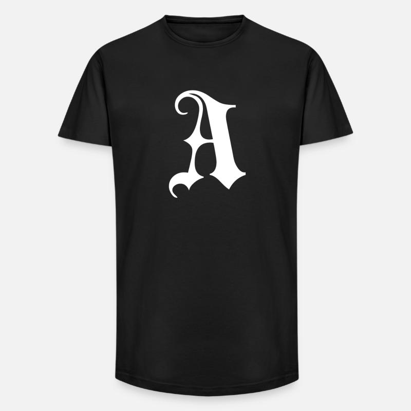Gothic Monogram A Script - Long Fit Men's T-Shirt - black