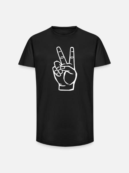 Peace Symbol - Victory Sign - Long Fit Men's T-Shirt - black