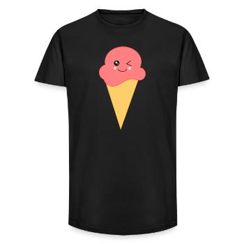 Eis Eiscreme Erdbeereis - Long Fit Männer T-Shirt - Schwarz - Vorne - AI Model Male 185 light (185cm)