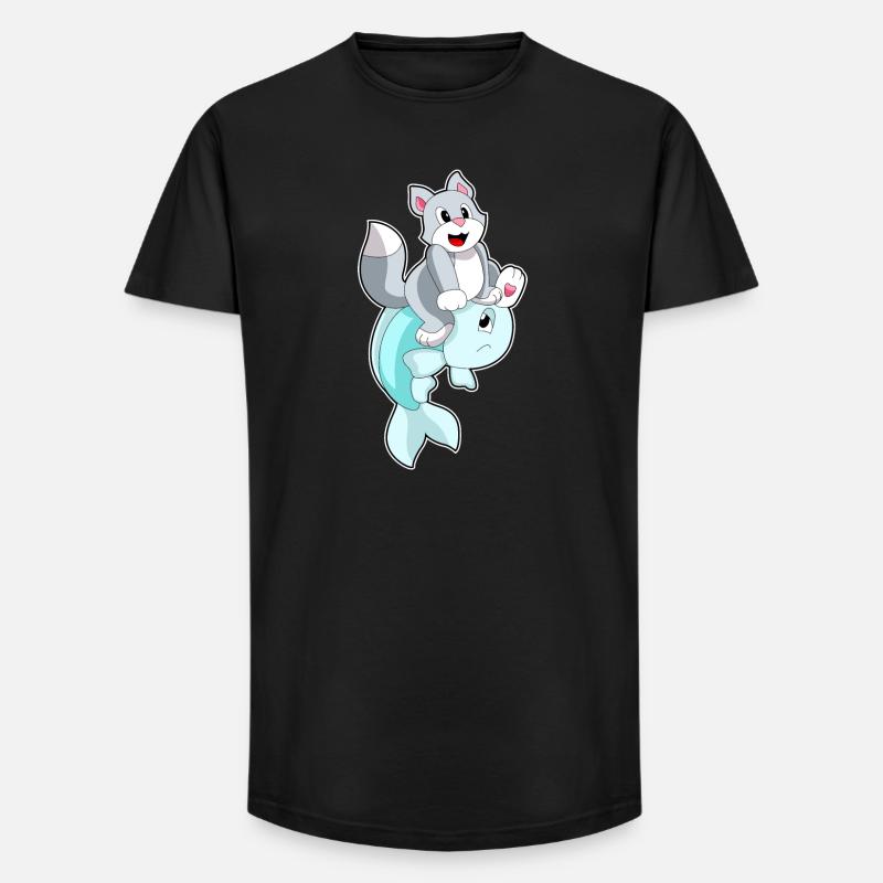 Poisson-chat - T-shirt coupe longue homme - noir