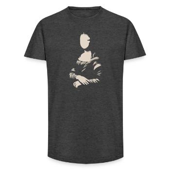 Mona Lisa (La Joconde) blank - Long Fit Men's T-Shirt - charcoal grey - Front - AI Model Male 185 light (185cm)