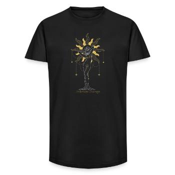 Fine Line Woman – Embrasser le changement - T-shirt coupe longue homme - noir - Devant - AI Model Male 185 light (185cm)