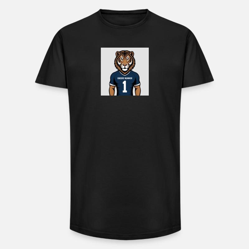Tiger Maskottchen Jersey Druck - Long Fit Männer T-Shirt - Schwarz
