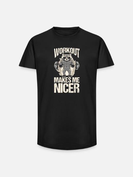 Trash Panda GYM Workout Raccoon - Long Fit Men's T-Shirt - black