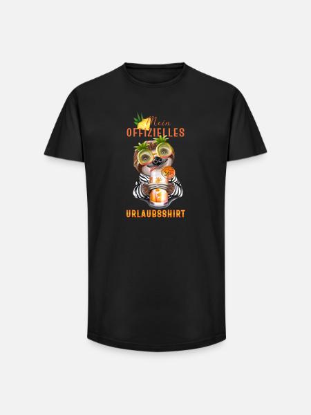 Lustiges Faultier mit Cocktail Urlaub - Long Fit Männer T-Shirt - Schwarz