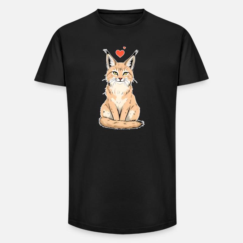 Luchs mit Herz – Wild & Liebevoll - Long Fit Männer T-Shirt - Schwarz