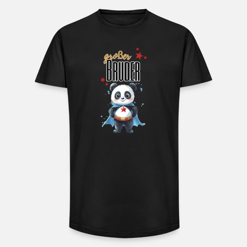 Großer Bruder Panda Superheld - Long Fit Männer T-Shirt - Schwarz