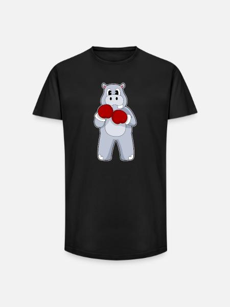 Nilpferd Boxer Boxhandschuhe Boxen - Long Fit Männer T-Shirt - Schwarz