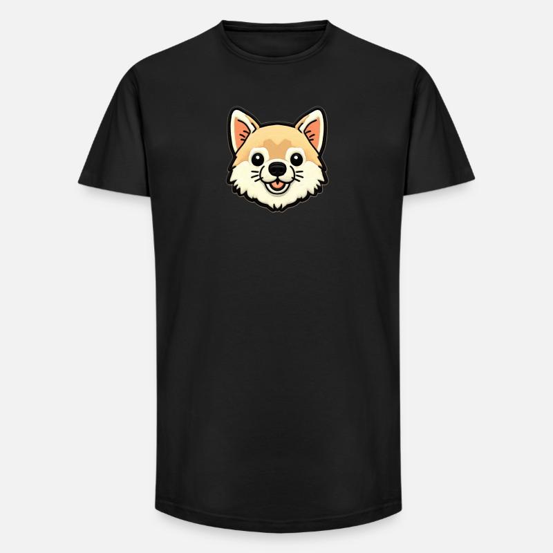 Kuscheliger Corgi Patch - Long Fit Männer T-Shirt - Schwarz