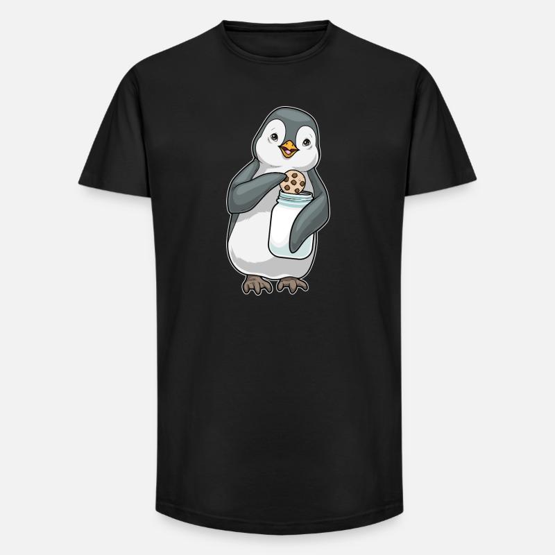 Pinguin Cookie - Long Fit Männer T-Shirt - Schwarz