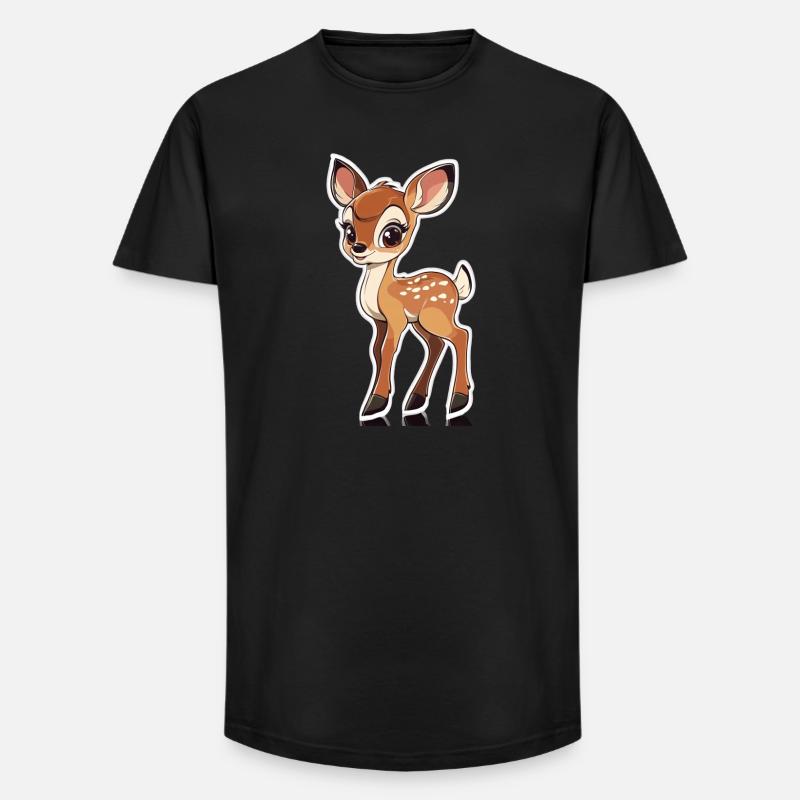 Reh - Long Fit Männer T-Shirt - Schwarz