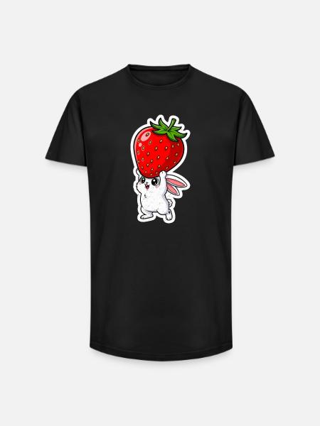 Erdbeere und Hase - Long Fit Männer T-Shirt - Schwarz