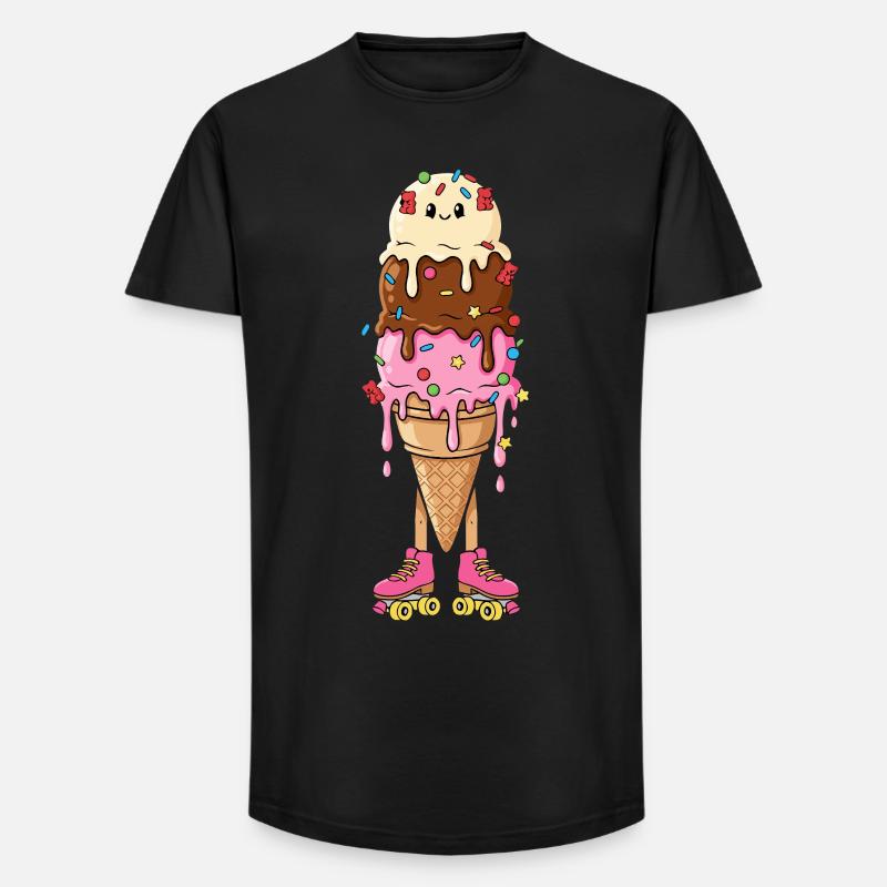 Kawaii Eis Rollschuhe Retro - Long Fit Männer T-Shirt - Schwarz