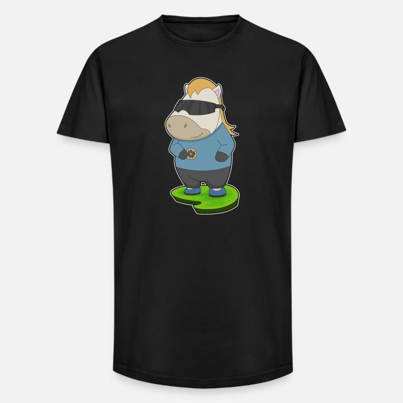 Pferd Donut - Long Fit Männer T-Shirt - Schwarz