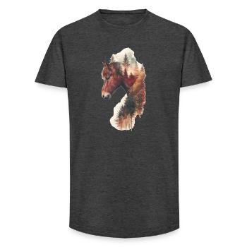 Pferd - Long Fit Männer T-Shirt - Anthrazit - Vorne - AI Model Male 185 light (185cm)
