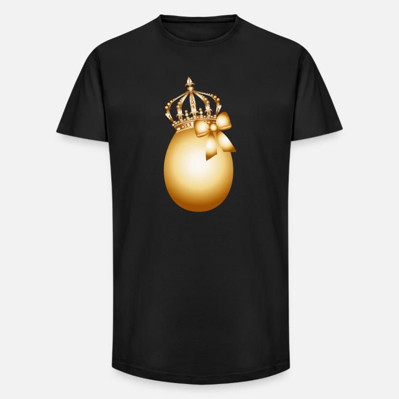 guldägg med gyllene krona och guldbåge - T-shirt herr med lång passform - svart