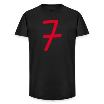 7 Number seven number red Birthday - Long Fit Men's T-Shirt - black - Front - AI Model Male 185 light (185cm)