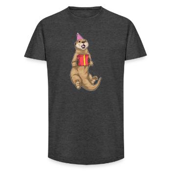 Otter Birthday Party Hat - Long Fit Men's T-Shirt - charcoal grey - Front - AI Model Male 185 light (185cm)