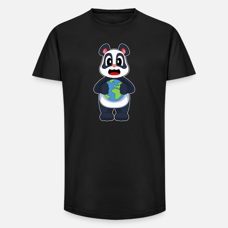 Panda Erde - Long Fit Männer T-Shirt - Schwarz