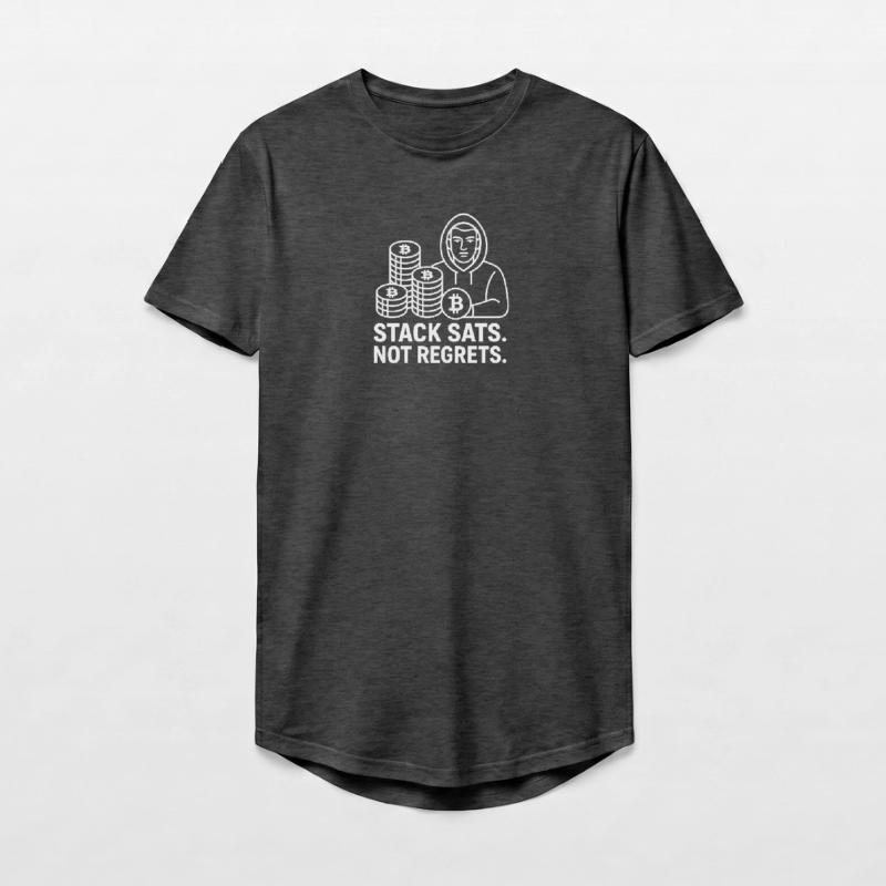 Conception de sweat à capuche Bitcoin – Stack Sats. Pas de regrets. T-shirt coupe longue homme